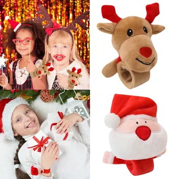 

Besegad Christmas Santa Claus Reindeer Doll Slap Bracelets Wristbands for Children Kids Xmas Festival Party Favor Supplies