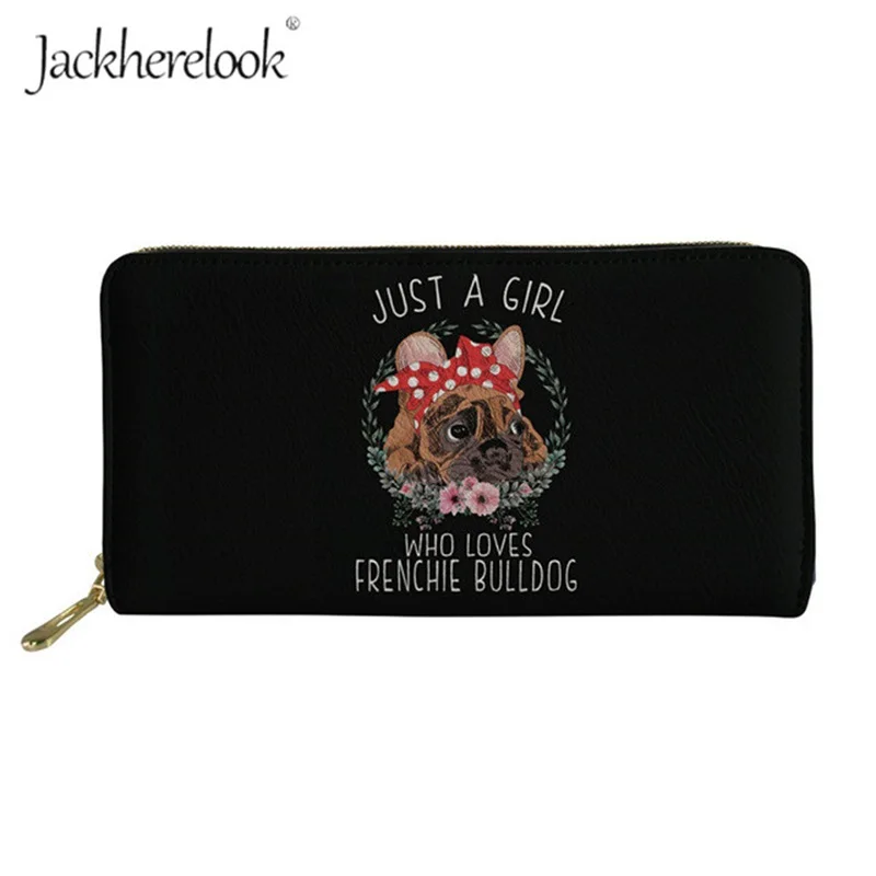 

Jackherelook French Bulldog Long Wallet Ladies Leather Wallet Money Bag Fashion Teenage Girl Coin Bags Cool Pug Dog Design Pouch