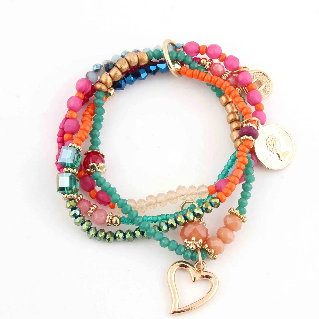 Zouchunfu Statement Bohemian Bracelet for Women Colorful Crystal Beaded