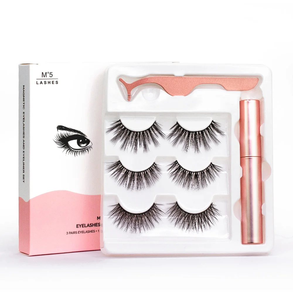 M1 M2 3pairs Magnetic Eyelashes Waterproof Eyeliner Set Handmade 3d Mink False Lashes With 5 Magnet Makeup Kit Dropshipping Eyelashes Set Aliexpress