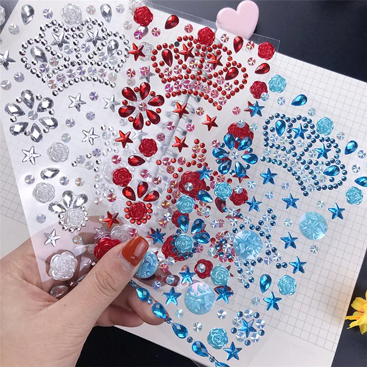 7   Rhinestones Crown Flower Stickers For Women Mobile Phone Car Handmade Decoration Diy Handmade Jewelry Pearl Stickers