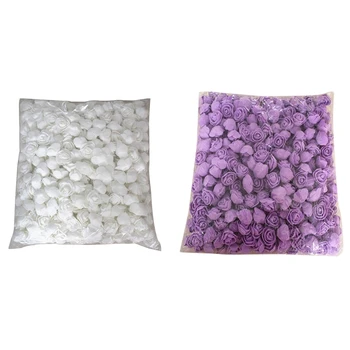 

1000 Pcs Man-Made Decorative Roses Head Rose Bear Wedding House Artificial Flower, 500 Pcs White & 500 Pcs Purple