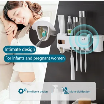 

2020 Hygiene products Dropshipping UV Toothbrush Sterilizer LED Disinfection Wall Mounted Toothbrush Holder