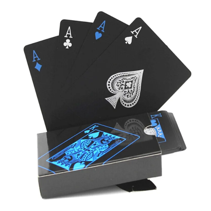 Waterproof PVC Pure Black Magic Box-packed Plastic Playing Cards Set Deck Poker Classic Magic Tricks Tool Collection Poker 54pcs playing cards plastic playing cards poker set