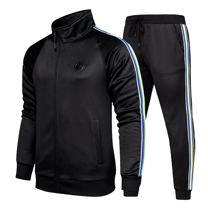 Толстовки, мужские комплекты, толстовки+ штаны, комплекты из двух предметов, повседневный спортивный костюм, мужская спортивная толстовка, костюм для бега, осенний мужской спортивный костюм - Цвет: Black TZ50