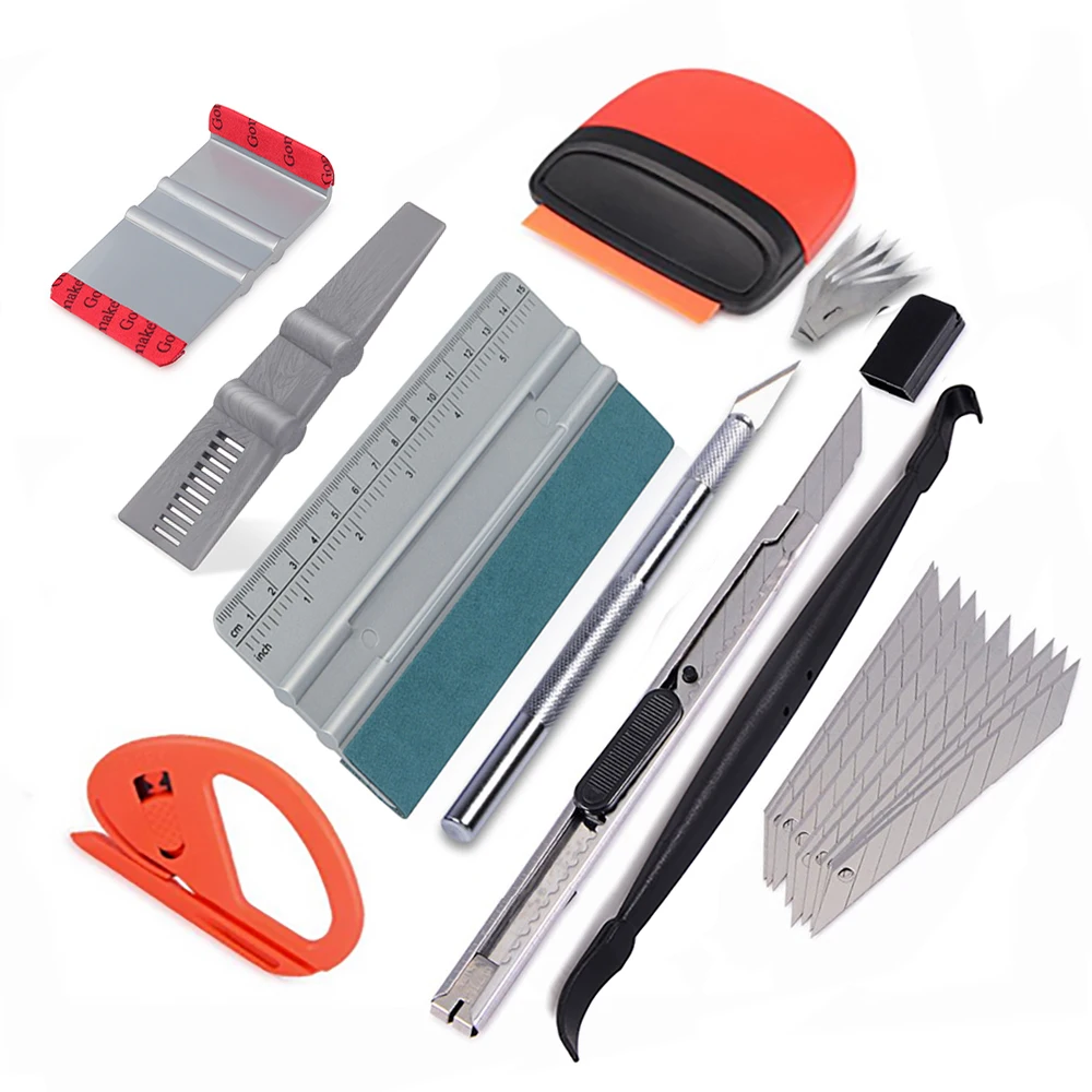 

EHDIS Car Tool Kit Carbon Fiber Squeegee Scraper Vinyl Wrap Film Cutter Knife Wrapping Car Tint Tool Auto Foil Accessories Kit