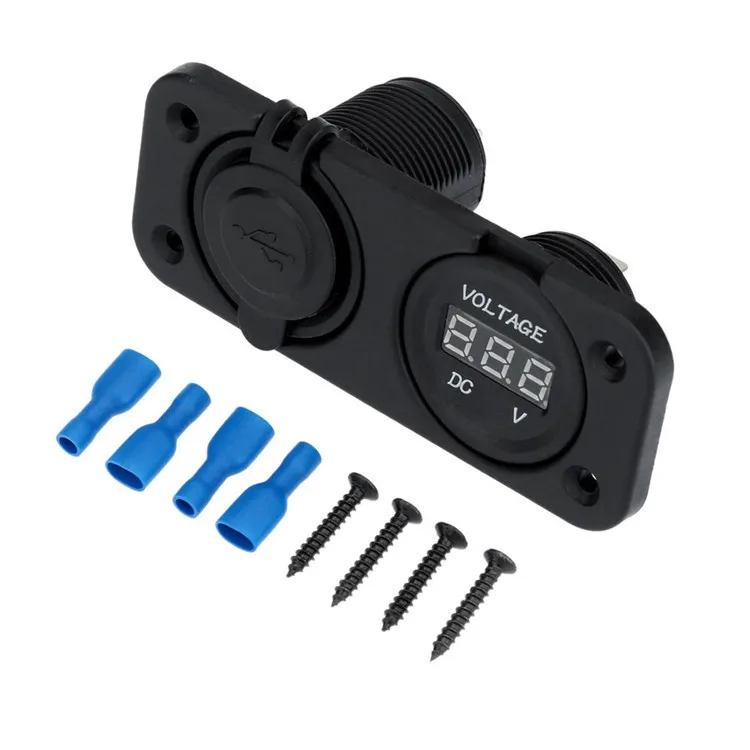 

Car Caravan Dashboard Modified Car Mounted Double USB2.1A1A Mobile Phone Navigation Charger & Amp; Voltmeter
