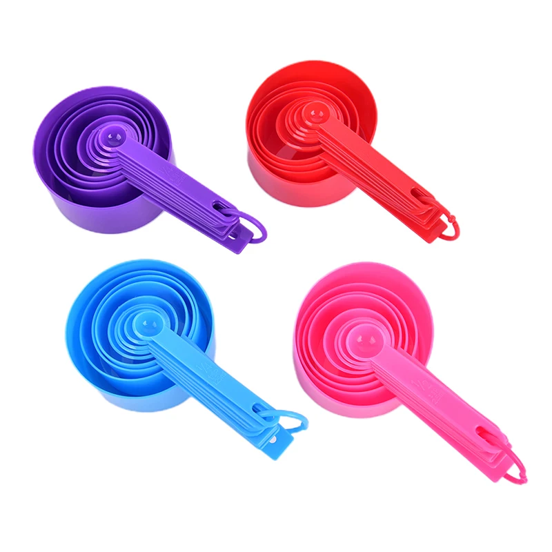 9Pcs/lot Measuring Cups And Spoon Scoop Silicone Handle Kitchen Tool Blue/red/pink/purple | Дом и сад