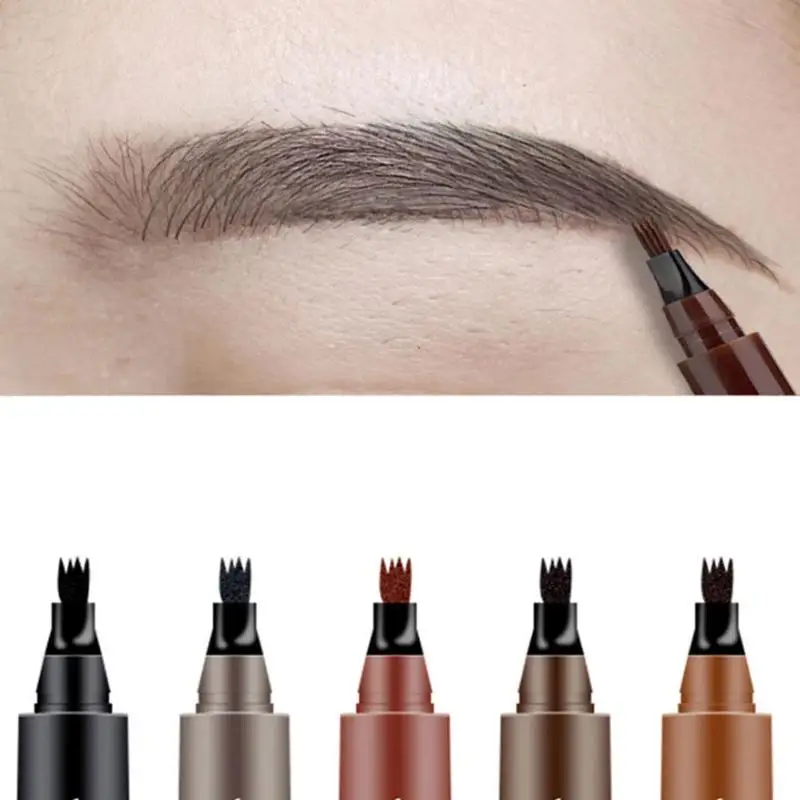 Quad Fork Eyebrow Pencil Pen Brown Black Waterproof Long Lasting Four-fork Water Eyebrow Enhancer Easy To Color Without Bloomin Quad Fork Eyebrow Pencil Pen Brown Black Waterproof Long Lasting Four-fork Water Eyebrow Enhancer Easy To Color Without Bloomin