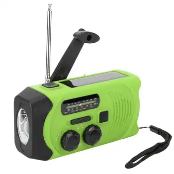 

speaker terminal plug Hand Crank FM Emergency Radio Green Solar Power Multifunctional LED Flashlight SOS Alarm headphone