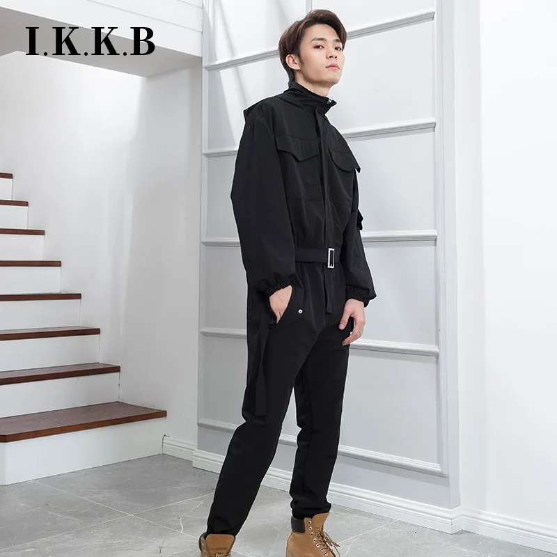 

Europe And America Japanese Korean Hair Onesie Men's Workwear Long Sleeve Hooded Slim Fit Retro