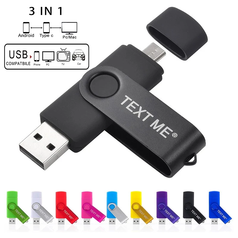 TEXT ME Usb флеш накопители OTG накопитель 3 в 1 Type C Флешка usb флешка 4 ГБ 8 16 32 64 usb2.0 usb|USB