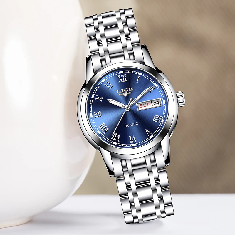Новые женские часы LIGE Топ люксовый бренд женские модные повседневные Простые полностью стальные водонепроницаемые наручные часы для девушек Relogio Feminino