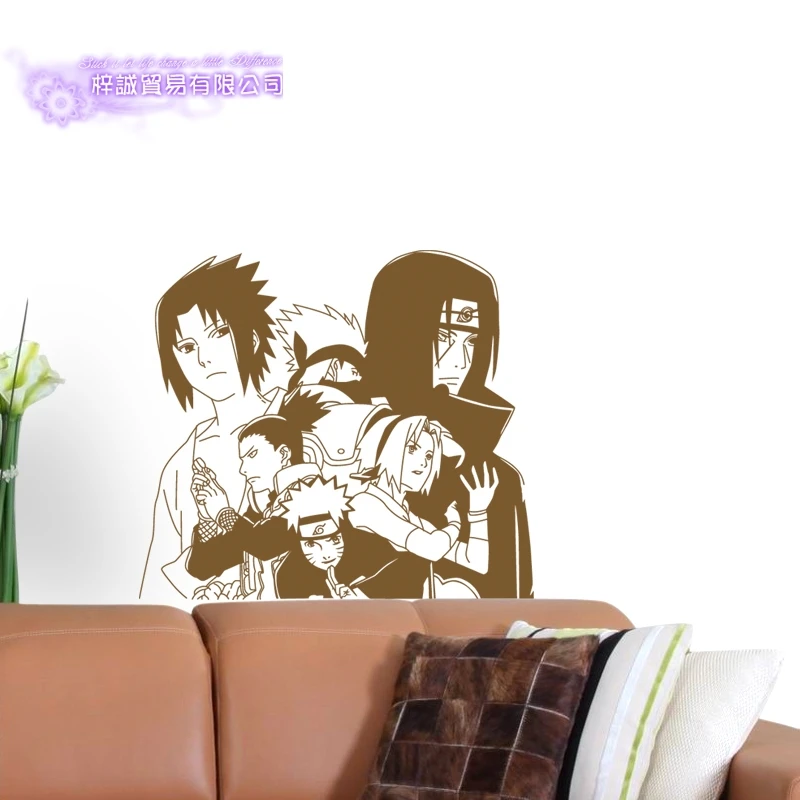 DCTAL Naruto Japanese Cartoon Car Sticker Uchiha Sasuke Naruto Decal Posters Vinyl Wall Decals Pegatina Decor Mural Sticker