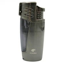 Cohiba металлический 3 фонарь струйный огонь сигарета Табак Зажигалка портативная зажигалка аксессуары для курения ветрозащитная с подарочной коробкой