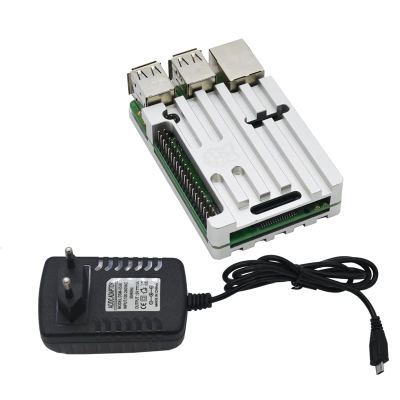 3 в 1 Raspberry Pi 3 Model B+(плюс) плата+ алюминиевый корпус с ЧПУ+ 5 В 3A адаптер питания с Wifi и комплект bluetooth