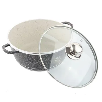 

UPSPIRIT Aluminum 9.5" Non-stick Coating Black Soup Pots Cooking Pot With Glass Lid Professional Household Kitchen Cooking Pot