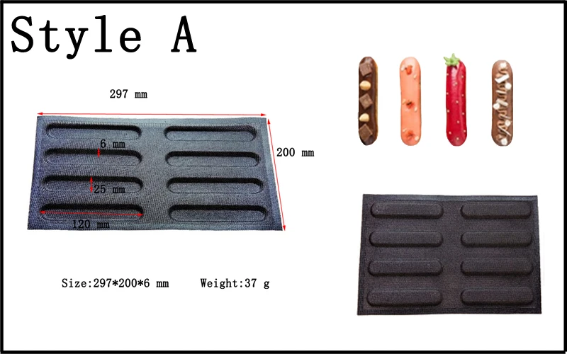 Meibum, 3 вида, длинная силиконовая форма для хлеба, домашние, вечерние, Eclair, багет, форма для булочек, антипригарная, стекловолокно, формы для выпечки, инструменты для выпечки