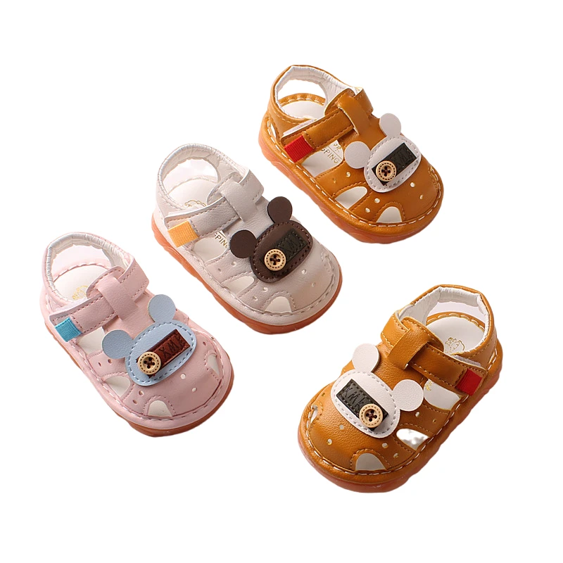 Insole 11.5-13.5cm New Summer Sandals Cute Cartoon Crib Shoes for Baby Girl with Sound |
