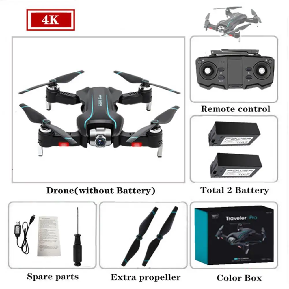Новое поступление S17 Rc Drone 4k с двойной камерой оптический поток HD один ключ Возврат Регулируемый угол камера Вертолет игрушечные Квадрокоптеры - Цвет: 2 battery 4K