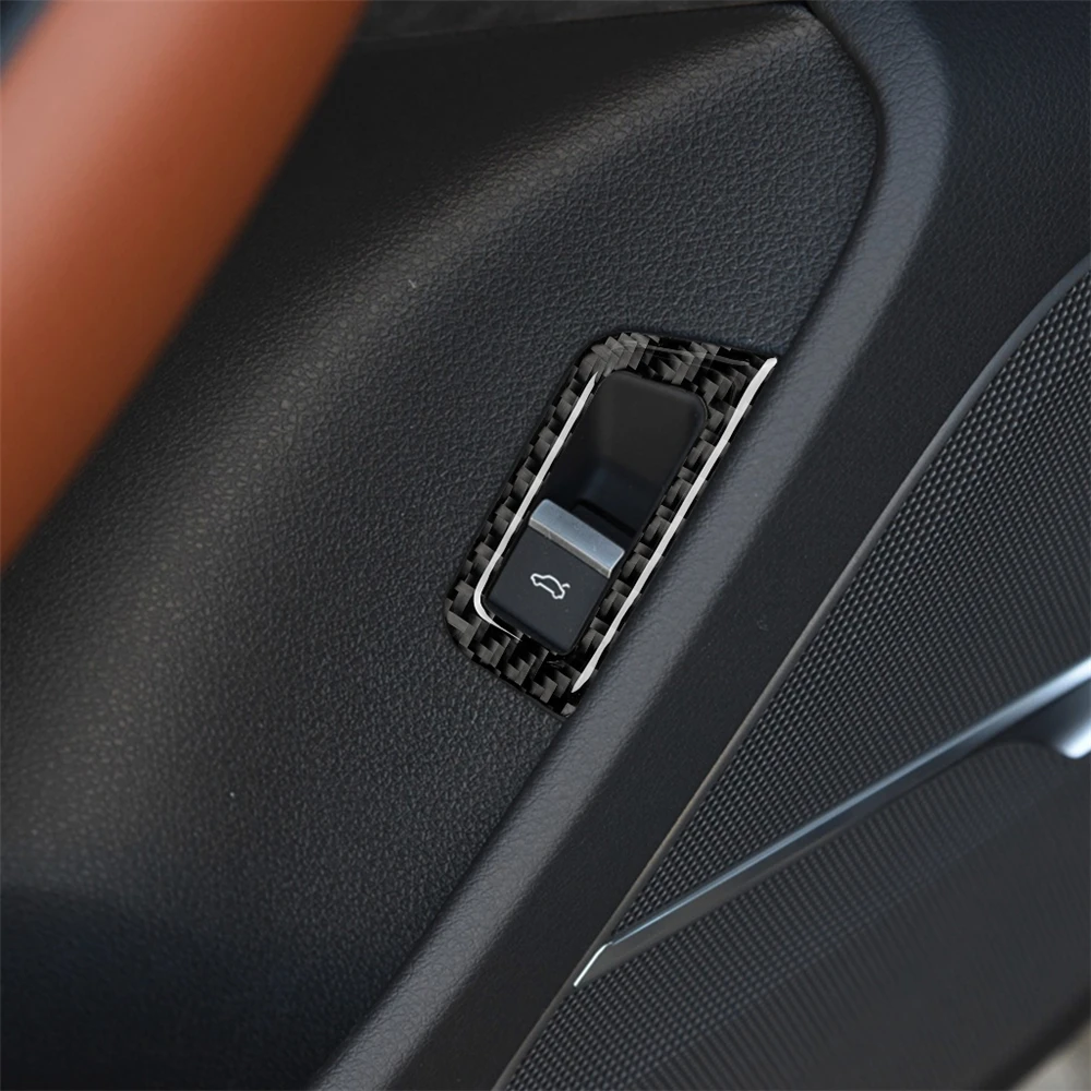 

Carbon Fiber Interior Decoration Rear Ashtray Cover Trunk Switch Cover Frame Trim Stickers for AUDI Q7 SQ7 2016-2019 Car Decal