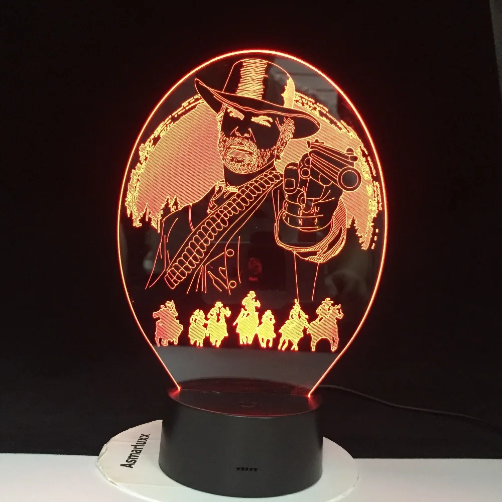 Красный Dead Redemption Декор для спальни игровой USB ночной Светильник lamparas для рождественского подарка аксессуары для домашнего декора 3D Светодиодная лампа Прямая поставка