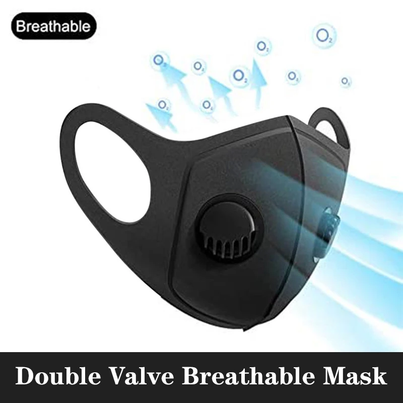 Máscaras reutilizáveis pm2.5 mascarilla boca capa com válvula de respiração dupla máscara de boca reutilizável respirador de poluição capa facemask|Másc.| - AliExpress