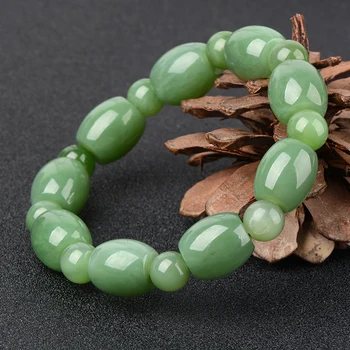 

Authentic yu no black dot barrel bead hand string and Tianyu shallow green rice bead large size bully male bracelet
