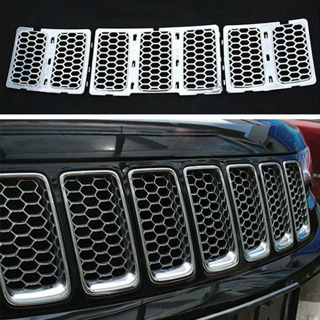 Хромированная передняя сетчатая решетка сотовая отделка вкладыша для Jeep Grand Cherokee