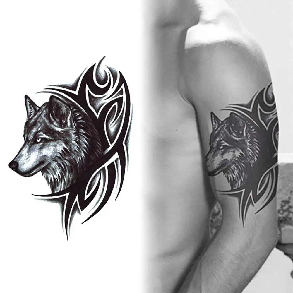Fashion Wolf King Temporary Tattoo Sticker Sweat-proof Body Art Decal Featuring wolf king pattern, quite unique and fashion.