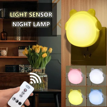 

2020 LED Night Lamp Light Sensor Control Remote Control 110V/220V EU/US Plug Night light For Children Livingroom Bedroom