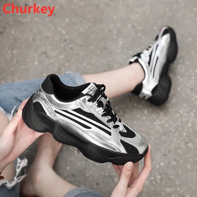 

Women Sneakers Fashion Spring Autumn Thick Bottom Women Casual Shoes Vulcanized Shoes Feminism Round Head Lace-up Womans Shoe