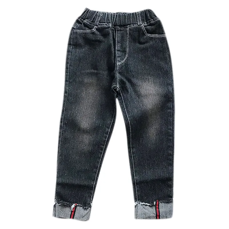 Осенние джинсовые штаны для маленьких детей, длинные штаны с эластичной резинкой на талии, штаны, штаны, джинсовые штаны для девочек, j