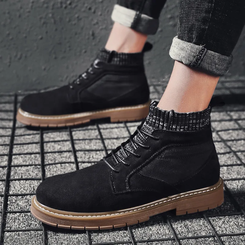 

Martin Boots Men's Winter Casual Hight-top Short Boots Korean-style Trend Versatile Men Elasticity wa zi xie Fashion