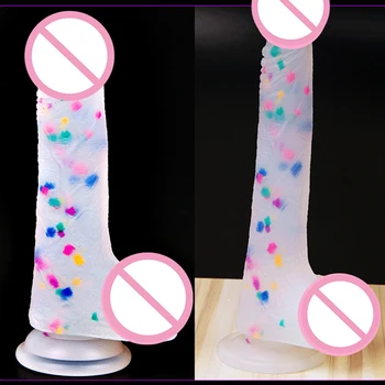 New Jelly Rainbow Strapon Dildo Suction Cup Realistic Penis Dick Female Masturbation Dildo Anal Plug Lesbian Sex Toys For Women 4