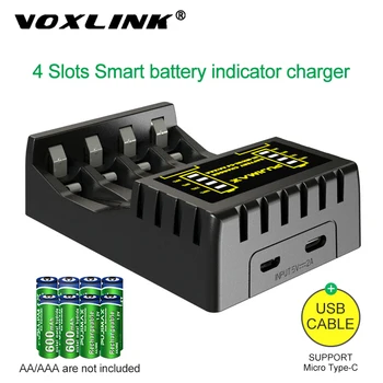 

VOXLINK Ni-MH/Ni-Cd charger 4 slot Battery Charger for AAA/AA Rechargeable Battery Short Circuit Protection with LED Indicator