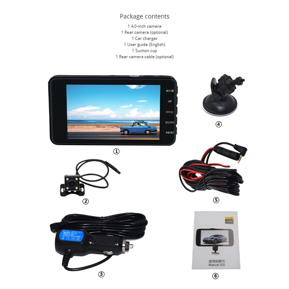 4 дюйма ips HD 1080P вождение автомобиля Регистраторы Dashcam Видеорегистраторы для