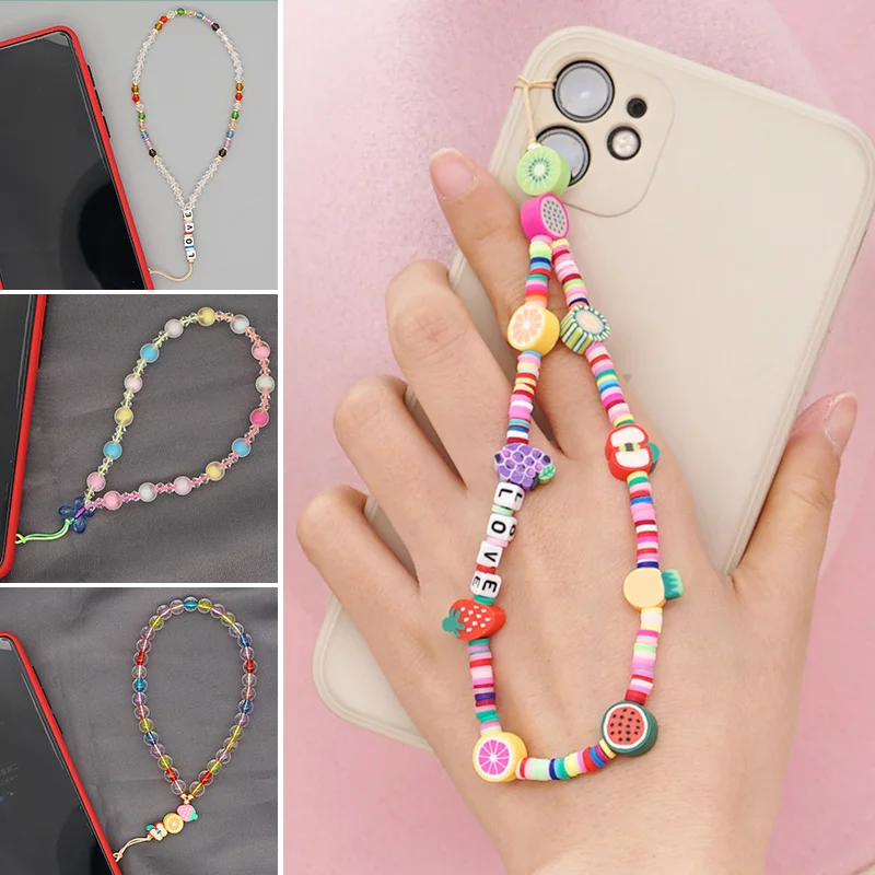 Adorno para cordón de teléfono móvil Universal para niña, cadena móvil multicolor, Gargantilla para teléfono, collar, correa, cordón para llaves, regalo para mujer
