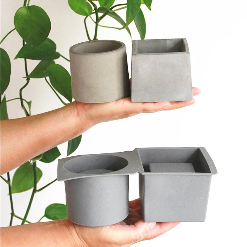 DIY Succulents Flower Pot Silicone Mold Concrete Table Goods Tray Mold