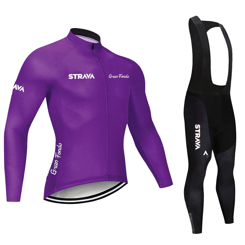 Cycling set Мужская велосипедная футболка Strava с длинным рукавом, комплект одежды для горного велосипеда, одежда для велоспорта Ropa Ciclismo Hombre, велосипедная одежда, 9D гелевые штаны - Цвет: Cycling set