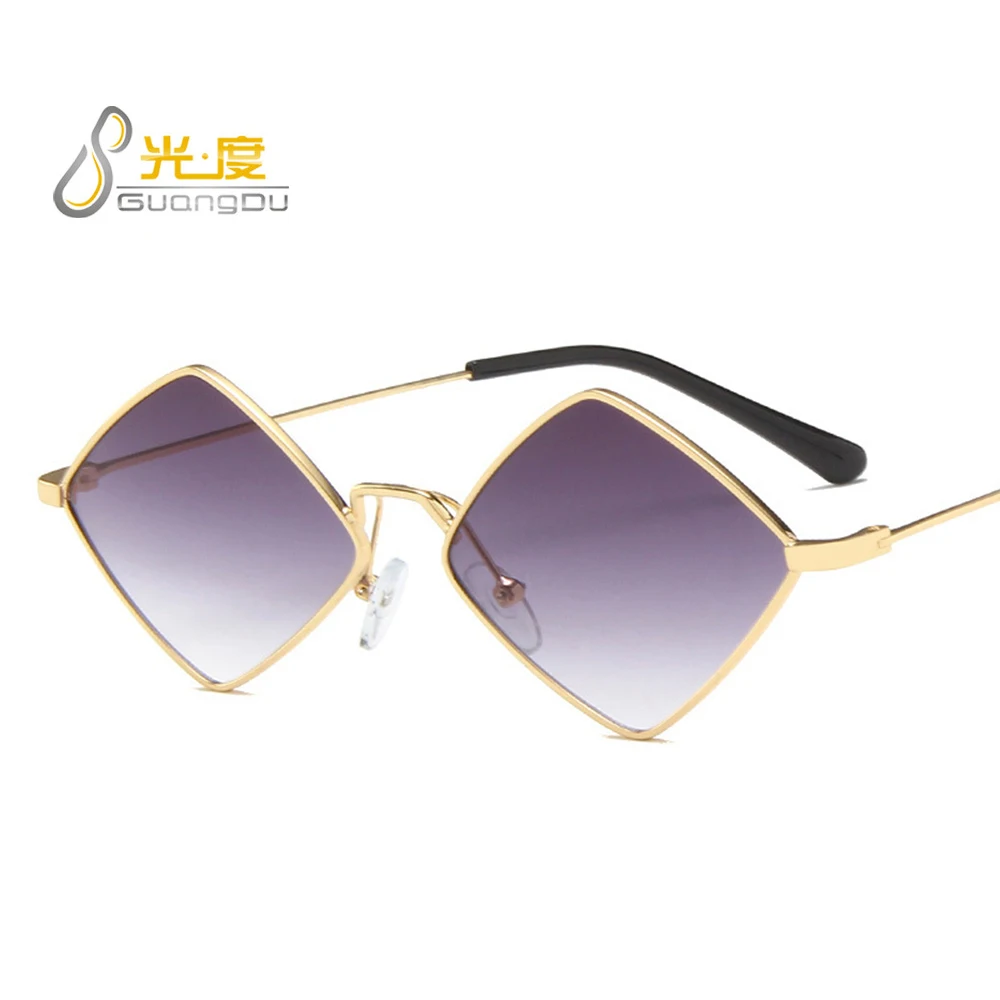 

Small Metal Frame Diamond Sunglasses Men Women Black Red Yellow Lens Eyewear Personality Vintage Irregular Sun Glasses Gift