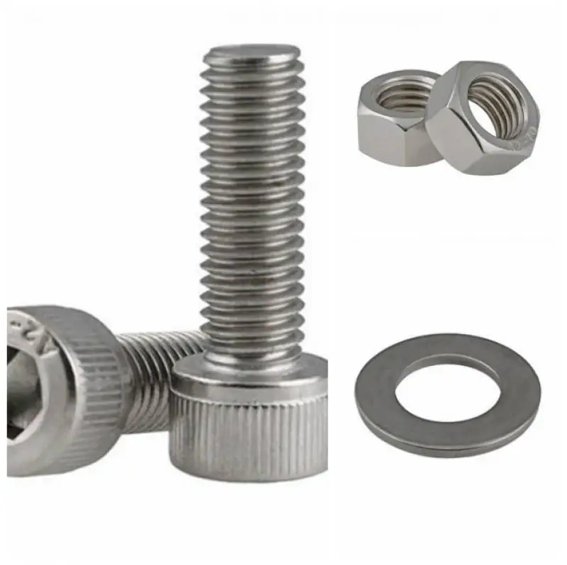 320 pcs/box 304 stainless steel cylindrical head hexagon screw + nut + flat washer Assortment Tool Kit Box M2 series