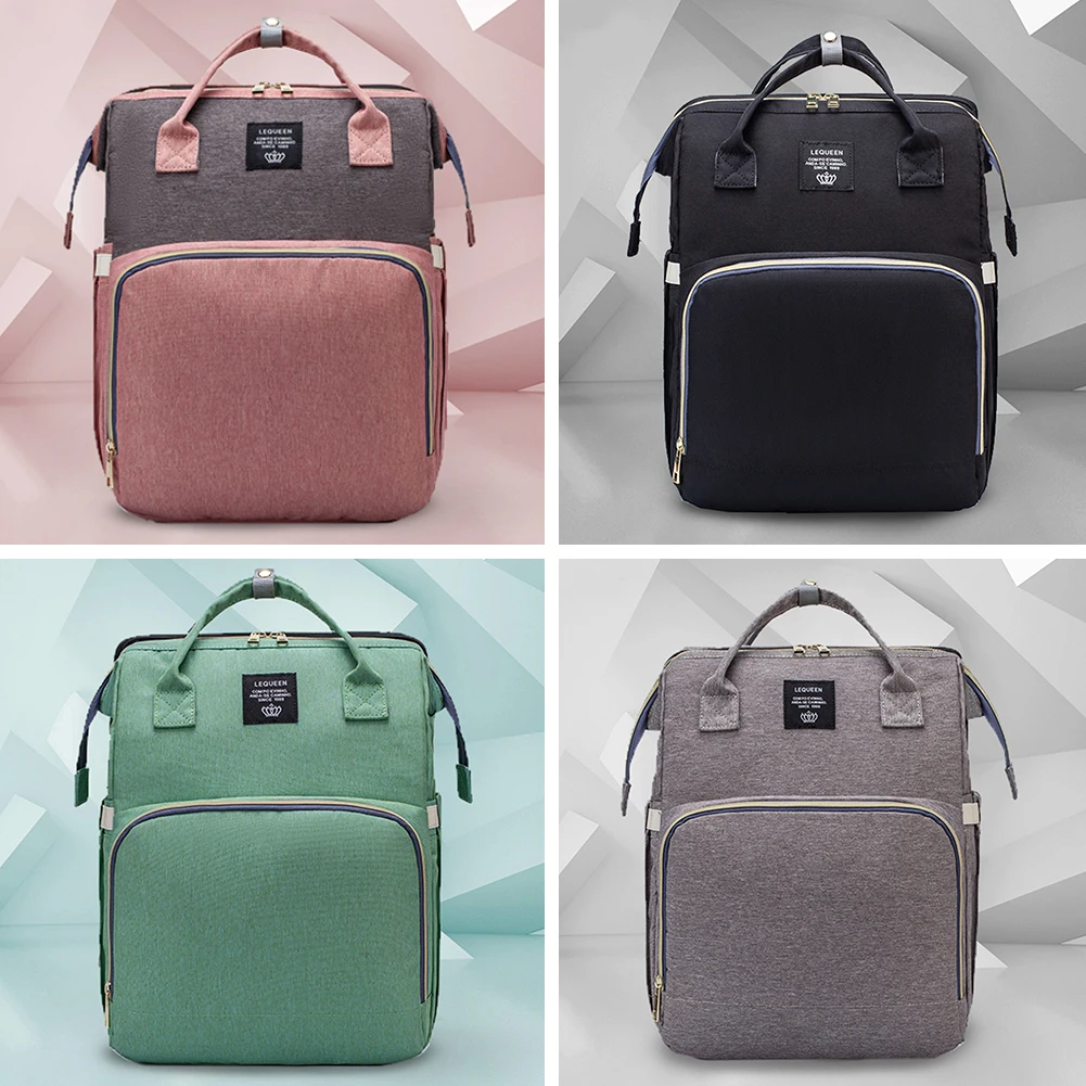 

2 in 1 Multifunctional Folding Baby Diaper Bags Mommy Backpack Portable Crib Nappy Bag