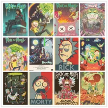 Идеальный JL Рик и Морти Дома Ретро плакат крафт рисунок ядро наклейки на стену RKMD01