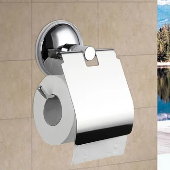 

Bath Supplies Firm Structure Wall Mounted Hanger Stainless Steel Strong Suction Cup Toilet Paper Holder Durable