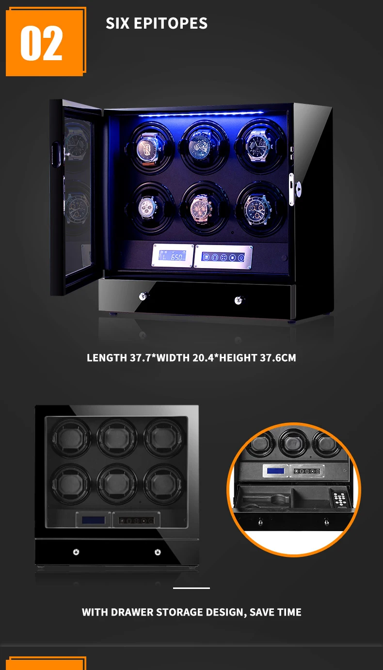 Hcad69d5b8e3d41e99c2111bc82a55383h Automatic Watch Winder 6 Slot Watches Safe Box Drawer Store Jewelry Quiet Japanese Mabuchi Motor Watch Storage Winding Boxes