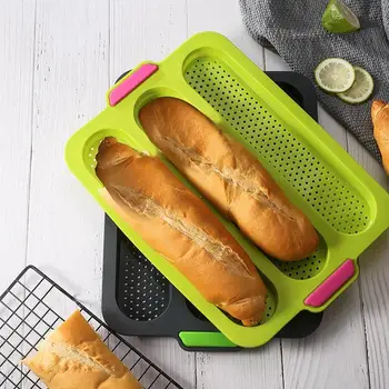 

1pc Baguette Pan Heat-Resistant Silicone Mold Non-Slip Handle Loaf Bakeware Chocolate Cookies Cake Baking Tool Kitchen Supplies