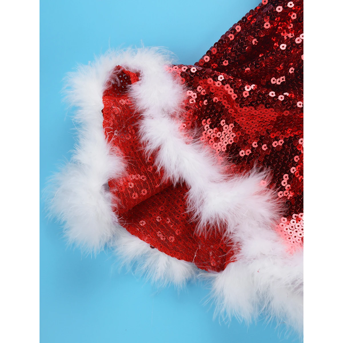 Детские Рождественские танцевальные костюмы Санта лирического Санты для девочек с блестками гимнастический трико для катания на коньках балетное танцевальное платье с шапкой рукава