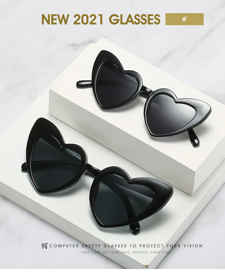 Fashion Heart Shaped Sunglasses Parent-Child Matching Outfits Love Sun Glasses Street Shooting Eyewear Women Girls Baby UV400 big sunglasses