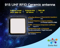 Antenne micro lecteur UHF en céramique 915, 900m, 50x50mm 